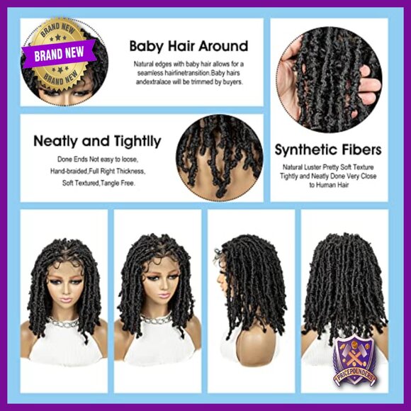 Knotless Box Braid Wig 14 Inches Full Lace Synthetic Glueless Cap main image 2